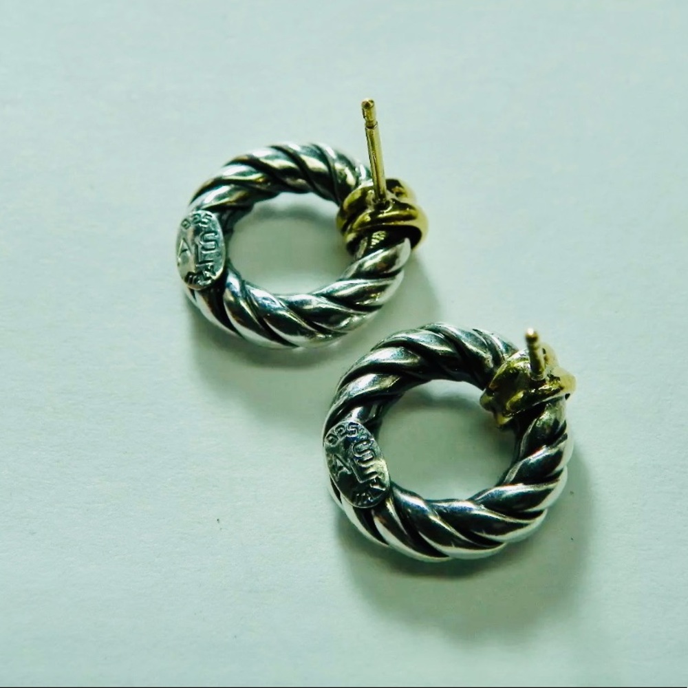 ❤️ Twisted Cable Earrings 925 18K ITALY - Picture 3 of 7